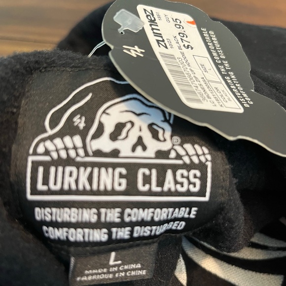 Lurking Class Sketchy Tank Bones Black Zip Hoodie Embroidered Chest Design L NEW - Picture 5 of 7